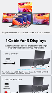 Nuevo Monitor Portátil 2026 con 3 Pantallas, Monitor Cuádruple de <span class=keywords><strong>14</strong></span> Pulgadas Compatible con Portátiles de 12-17.3 Pulgadas con Sistema Operativo Windows/<span class=keywords><strong>Mac</strong></span> (M1 <span class=keywords><strong>M2</strong></span> M3 M4) - Product Image 6