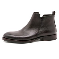 Bottes montantes tendance pour hommes de style britannique en cuir véritable, à enfiler avec fermeture éclair, légères, doublure en cuir véritable, semelle en caoutchouc