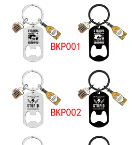 sublimation blanks bottle opener keychain custom logo Promotional Keychain Fathers day Gift Dad lettering metal key chains ring