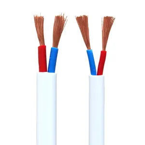 Cable eléctrico de chaqueta de PVC de 1,5mm y 2,5mm de 2 núcleos de cobre desnudo Flexible plano multinúcleo de 2 núcleos