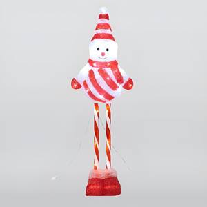 MUÑECO DE NIEVE ACRÍLICO CON RAYAS, 40 LED BLANCO FRÍO, 25X16 H. 75CM - Product Image 1