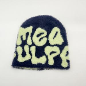 Gorro de Punto Jacquard con Letras, Estilo Europeo Americano, Simple, de Felpa, con Spandex/Algodón, Unisex, para Adultos, con Botones, Cálido para Otoño e Invierno - Product Image 6