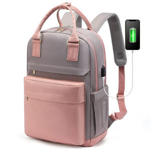 Oxford Waterproof Zipper Outdoor USB Anti-Theft Softback <b>Laptop</b> <b>Backpack</b> Physiological Curve Back Geometric Unisex Fashionable - Product Image 5