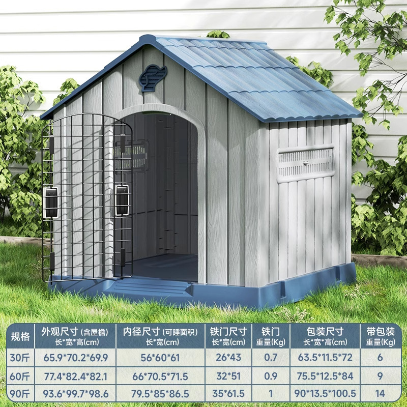 Niche extérieure pour chien - Herbe et bois bleu [Avec porte]