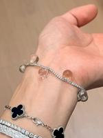 Perles à bulles en cristal blanc de 9 mm associées à un bracelet en argent S925 de luxe serti de strass