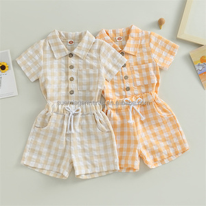 Marque privée Vêtements d'été pour bébés et tout-petits <span class=keywords><strong>en</strong></span> <span class=keywords><strong>lin</strong></span> et coton, ensemble de chemise et <span class=keywords><strong>short</strong></span> pour enfants, filles et garçons, 1 pièce - Product Image 6