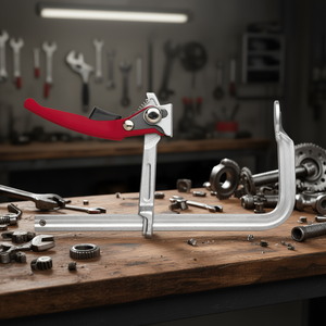 Pince en acier trempé Fervi pour mécaniciens, 120 mm, avec poignée rouge et levier réglable pour une maintien sécurisé - Product Image 3