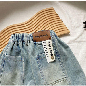Jeans vintage délavés pour garçons, pantalons à taille élastique, pantalons <span class=keywords><strong>baggy</strong></span> pour garçons de 3 à 8 ans, bébés garçons - Product Image 4