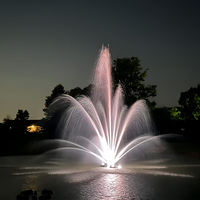 Fuente de Cascada Comercial Moderna de Acero Inoxidable Optimum Show con Luces LED Multicolor y Control por Música/PLC/DMX512, Ecológica