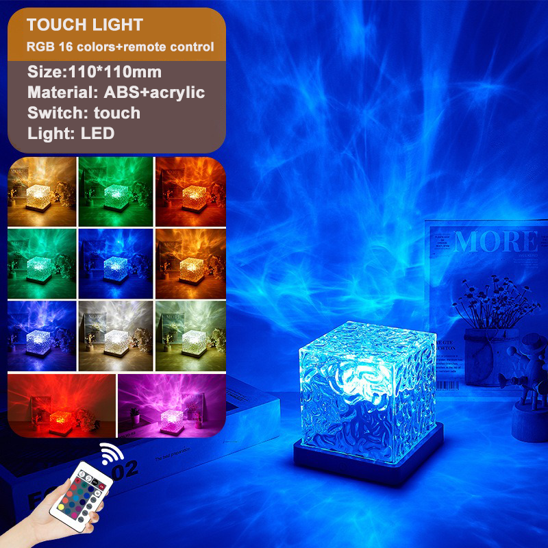 Dynamic Rotating Water Ripple Projector Night Light Crystal Lamp for Living Room Study Bedroom Rotating Light