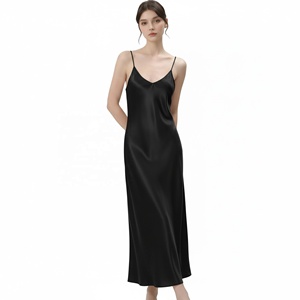 Robe de nuit en <span class=keywords><strong>soie</strong></span> de mûrier 100% 22 mm pour femmes, col en V, nouvelle mode 2026, chemise de nuit en <span class=keywords><strong>soie</strong></span> de luxe, robe de nuit pour femmes - Product Image 1