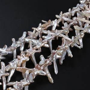 Großhandel natürliche weiße Süßwasser lose kreuzförmige Barock perlen Perlens trang - Product Image 3