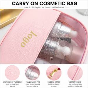 Custom Logo Clear Cosmetic Bag Women <b>Makeup</b> Pouch PU PVC Travel Toiletry Bag Beauty Organizer Storage <b>Case</b> Multiple Sizes OEM - Product Image 4