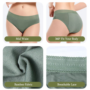 Celana Dalam Wanita LYNMISS Bahan Bambu OEKO-TEX 4 Lapis Renda Celana Dalam Menstruasi Pinggang Sedang - Product Image 5