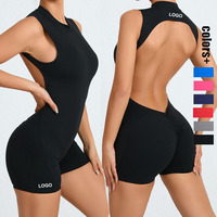 Combinaison de sport une pièce pour femme, style estival, dos élégant, effet push-up fessier, coupe ample, pour fitness et yoga, respirante, en Spandex/Nylon
