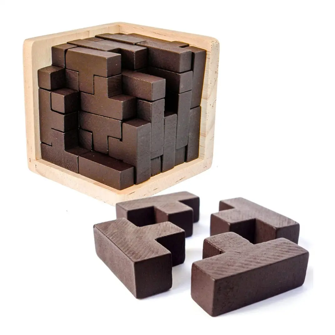 3D خشبية أحجية تحفيز العقل عبقرية مهارات منشئ T-شكل قطع لعبة تعليمية للأطفال والكبار هدية مكتب الألغاز