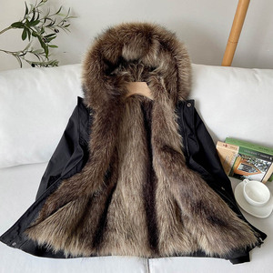 2024 hiver hommes grande taille Parker <span class=keywords><strong>manteau</strong></span> avec doublure en <span class=keywords><strong>fourrure</strong></span> amovible courte fausse <span class=keywords><strong>fourrure</strong></span> de vison col montant méthode de tissage non tissé - Product Image 4