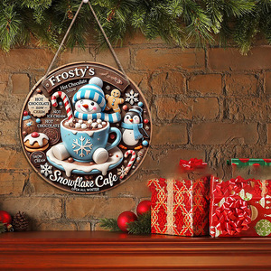 Decoraciones navideñas festivas en stock, gnomos de chocolate caliente con logo redondo, decoración para el hogar, etiqueta colgante de madera - Product Image 2