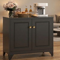 Armoire de rangement métallique noire en gros, buffet avec pieds et étagère réglables, résistant à l'humidité et à la rouille pour salle à manger