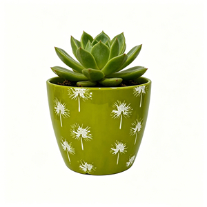 Nouveaux pots de <span class=keywords><strong>fleurs</strong></span> en céramique coniques <span class=keywords><strong>à</strong></span> motif pissenlit vert citron pour la culture intérieure, la décoration de la maison et l'aménagement de bureaux - Product Image 6