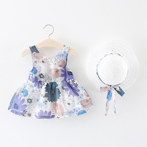 Vestidos de Moda para Niñas, Vestido Informal de Algodón, Ropa para Bebés, Ropa para Niñas Pequeñas, Sombrero Gratis - Product Image 3