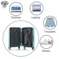 Ensemble de bagages DWL de luxe bleu menthe en ABS, valise à roulettes pour l'aéroport, nouveau design tendance, 4 pièces, léger