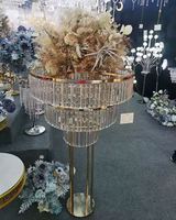 Centro de Mesa para Boda, Soporte de Flores de Hierro Acrílico Dorado Transparente, Centro de Mesa de Lujo para Boda, Juego Elite