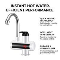 Chauffe-eau électrique en acier inoxydable de haute qualité en gros, avec robinet de chauffage instantané intégré, chauffage rapide, intelligent pour la maison