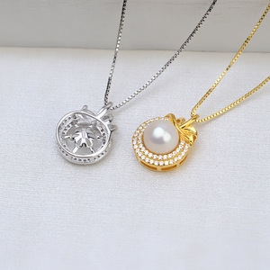 S925 Silver DIY Accessory Women's Fine <b>Jewelry</b> <b>Set</b> with Personalized <b>Pearl</b> Headpiece Ear Nail & Pendant Hollow Holder 1306 - Product Image 3