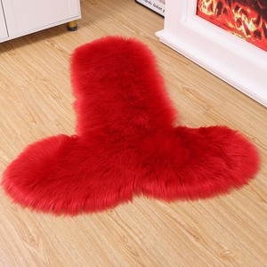 Custom Faux Wool Floor <b>Mat</b> Heart Shape Washable Solid Color <b>Large</b> Size European Style Carpet Padding - Product Image 2