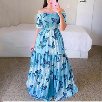 Robe tube sexy à épaules dénudées, robe à imprimé floral, robe élégante pour femmes, robe de soirée plissée d'été, robe maxi