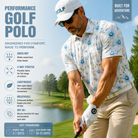 Service OEM - Polo de golf pour homme - Imprimé graphique - Manches courtes - Performance - Évacuation de l'humidité - Respirant - Vêtement décontracté pour l'extérieur