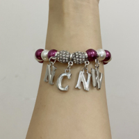 NCNW Symbol Charm Collection белый фиолетовый жемчуг Национальный Совет негритянских женщин эластичный браслет женские ювелирные аксессуары