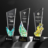 Trophée en cristal gravé personnalisé avec trophée créatif en verre de cristal avec base noire