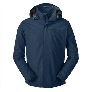 Custom <b>Men's</b> Outdoor Casual Stand Collar Hooded Waterproof Breathable Windproof <b>Racer</b> <b>Jacket</b> with Front Pocket Polyester - Product Image 1