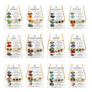 Collar de moda de acero inoxidable para mujer, collar de 12 zodiacos, nueva amatista, <span class=keywords><strong>Ojo</strong></span> de Tigre, piedra, vaina de guisante, cadena de eslabones <span class=keywords><strong>en</strong></span> forma de clavícula, regalo - Product Image 2