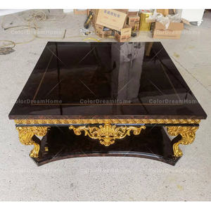 Di lusso <span class=keywords><strong>Barocco</strong></span> intaglio del Legno centro <span class=keywords><strong>tavolo</strong></span> <span class=keywords><strong>nero</strong></span> quadrato in legno di caffè <span class=keywords><strong>tavolo</strong></span> per Living Room Furniture - Product Image 6