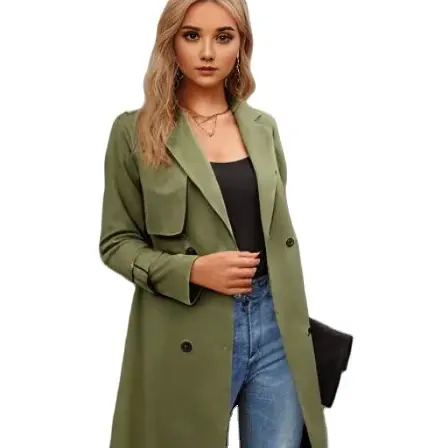 Giacche da donna invernali bianche marrone verde nero maxi sopra trench vintage streetwear stile lungo 2024 da donna con tasche