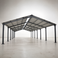 Abri de stationnement pour voiture à toit en pente avec lucarne, structure galvanisée, abri de garage métallique, auvent pour voiture pour usage scolaire