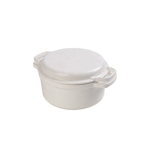 Juego de utensilios de cocina de esmalte blanco, calentador de alimentos aislado, cazuela combinada de hierro fundido 2-1 - Product Image 4