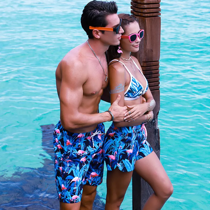Summer Beach Shorts Women Men Couple Swimwear Trunks Fashion Print Swimwear Swimsuit Beach Short Pants
