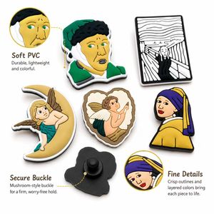 Prêt à expédier : Breloques en PVC souple pour Crocs, motifs Mona <span class=keywords><strong>Lisa</strong></span>, Perle, Tournesol, Ange, inspirées des chefs-d'œuvre d'art célèbres et maîtrisés. - Product Image 5