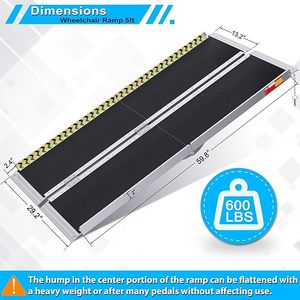 Rampa Plegable Portátil de Aluminio Antideslizante de 5 Pies <span class=keywords><strong>para</strong></span> Sillas de Ruedas Manuales - Product Image 5
