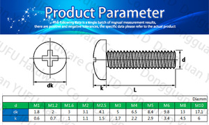 Bakır m1.6 tava başlı vidalar çapraz gömme başlı tam dişli küçük cıvata pirinç metal dişli standart m1.6 - Product Image 6