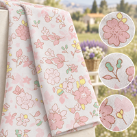 Tissu en coton imprimé numérique personnalisé à motif floral champêtre, doux, 120 g/m², idéal pour robes, chemisiers, quilting et travaux manuels