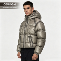 Veste matelassée épaisse pour homme, 100% polyester, imprimé lettres, à capuche, coupe ample, coupe-vent, manteau d'hiver