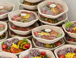 Bol hexagonal jetable en bagasse de 750 ml à 1300 ml, conteneur alimentaire compostable en canne à sucre avec couvercle - Product Image 3