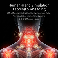 Masseur de cou électrique multifonctionnel rechargeable par USB OEM avec chaleur, lumière rouge, vibration, impulsions, 7 points de massage et contrôle de la minuterie