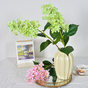 Laixing Artificial Hydrangea <b>Silk</b> <b>Flower</b> Single Branch Large Pagoda Blue White Home Wedding Decoration - Product Image 4
