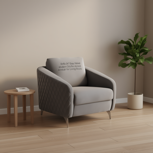 Poltrona Sofia da 36 Pollici in Velluto Grigio, Moderna e Chic per Soggiorno - Product Image 2